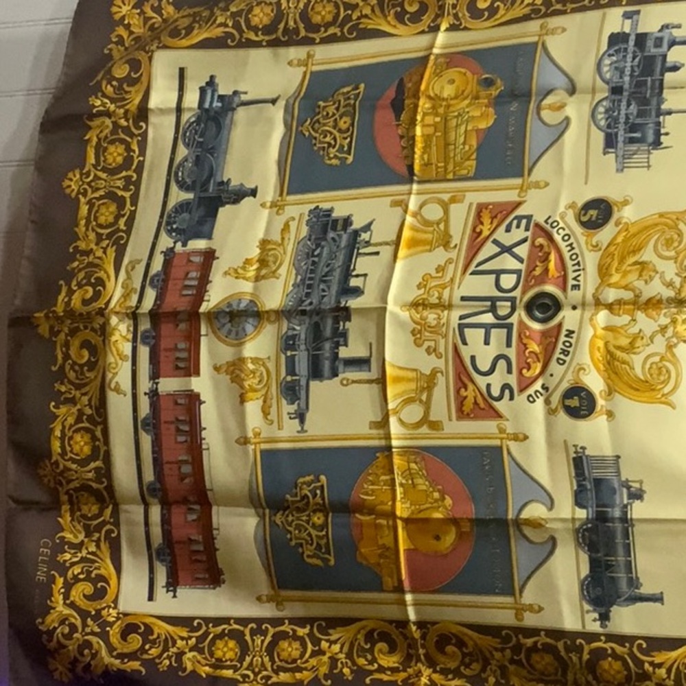Celine Multicolor Locomotive Print Scarf